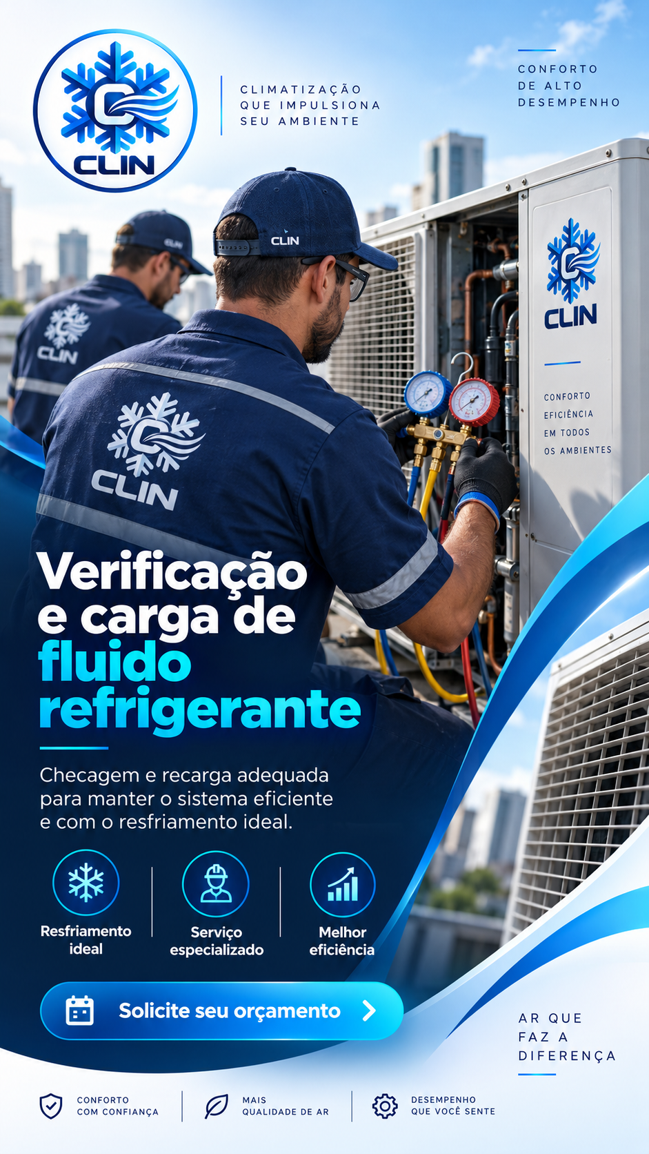Técnico da Clin realizando instalação de ar-condicionado