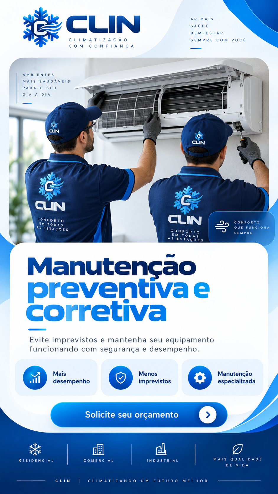 Técnico da Clin verificando pressão e fluido refrigerante